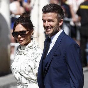 Victoria Beckham et son mari David Beckham - Les célébrités arrivent à l'église pour célébrer l'union du footballeur Sergio Ramos et de l'actrice Pilar Rubio à Seville en Espagne, le 15 juin 2019.