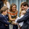 La princesse Elisabetta et le prince Amedeo de Belgique avec leur fille la princesse Anna Astrid et la princesse Astrid, mère du prince, le 29 juin 2017 à Bruxelles lors d'une célébration du 80e anniversaire de la reine Paola de Belgique.