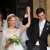 Le prince Amedeo de Belgique et la princesse Elisabetta (Rosboch von Wolkenstein) lors de leur mariage à Rome le 5 juillet 2014.