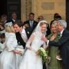 Le prince Amedeo de Belgique et la princesse Elisabetta (Rosboch von Wolkenstein) avec leurs parents lors de leur mariage à Rome le 5 juillet 2014.