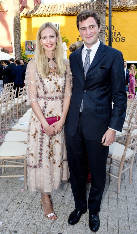 Le prince Amedeo de Belgique et la princesse Elisabetta (Rosboch von Wolkenstein) en septembre 2017 à Marbella pour le mariage de Gabrielle de Nassau.