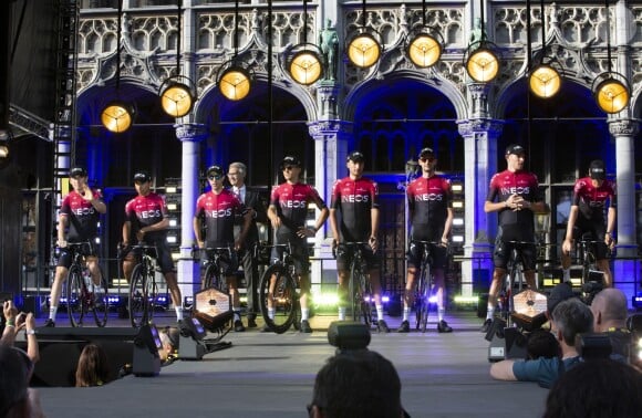 L'équipe Ineos emmenée par Geraint Thomas lors de la présentation des équipes du Tour de France 2019 le 4 juillet à Bruxelles.