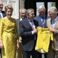 Le roi Philippe de Belgique et sa femme la reine Mathilde de Belgique ont reçu le champion Eddy Merckx et sa famille à l'occasion du 50ème anniversaire de sa première victoire dans le Tour de France le 5 juillet 2019 au château de Laeken à Bruxelles à la veille du départ du Tour 2019.