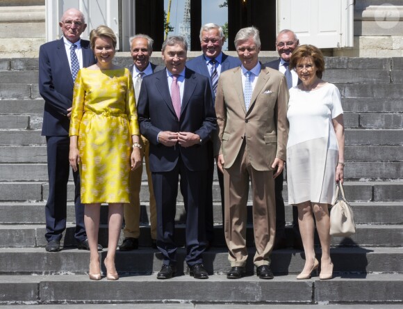 Le roi Philippe de Belgique et sa femme la reine Mathilde de Belgique ont reçu le champion Eddy Merckx et sa famille à l'occasion du 50ème anniversaire de sa première victoire dans le Tour de France le 5 juillet 2019 au château de Laeken à Bruxelles à la veille du départ du Tour 2019.