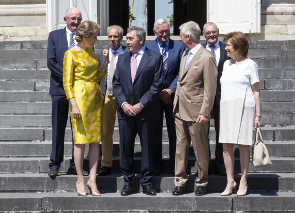 Le roi Philippe de Belgique et sa femme la reine Mathilde de Belgique ont reçu le champion Eddy Merckx et sa famille à l'occasion du 50ème anniversaire de sa première victoire dans le Tour de France le 5 juillet 2019 au château de Laeken à Bruxelles à la veille du départ du Tour 2019.