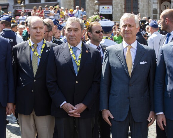 Eddy Merckx, le roi Philippe de Belgique, le Prince Albert de Monaco et le Premier ministre belge Charles Michel étaient réunis le 6 juillet 2019 à Bruxelles pour le départ du 106e Tour de France.