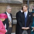 La reine Elisabeth II d'Angleterre, le prince Andrew, le prince Harry, - Mariage de Lady Gabriella Windsor avec Thomas Kingston dans la chapelle Saint-Georges du château de Windsor le 18 mai 2019.