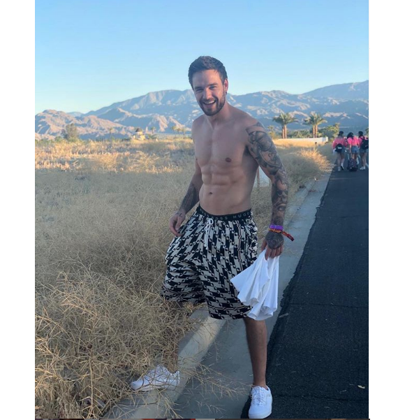 Liam Payne expose ses abdos, torse nu à Coachella, sur Instagram, le 14 avril 2019