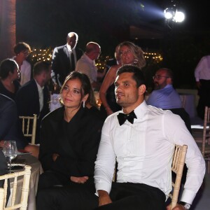Exclusif - Florent Manaudou et sa compagne Alizé Lim - Gala de charité de l'académie de tennis Mouratoglou afin de récolter des fonds pour sa fondation "Champ'Seed" à Biot le 23 juin 2019. © Philippe Brylak /Bestimage