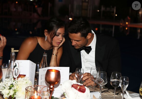 Exclusif - Florent Manaudou et sa compagne Alizé Lim - Gala de charité de l'académie de tennis Mouratoglou afin de récolter des fonds pour sa fondation "Champ'Seed" à Biot le 23 juin 2019. © Philippe Brylak /Bestimage