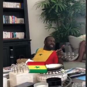 Matt Pokora suit la finale de la coupe du monde d'afrique avec Omar Sy et Younes Bendjima. (juillet 2019).