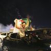 Les Algériens célèbrent la victoire de l'Algérie contre le Sénégal lors de la finale de la Coupe d'Afrique des nations de football 2019 sur l'Avenue des Champs-Elysées à Paris, le 19 juillet 2019. © Stephen Caillet / Panoramic / Bestimage