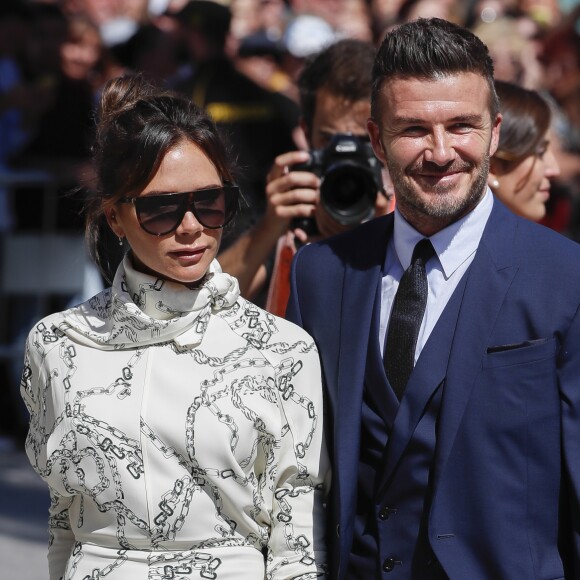 Victoria Beckham et son mari David Beckham - Les célébrités arrivent à l'église pour célébrer l'union du footballeur Sergio Ramos et de l'actrice Pilar Rubio à Seville en Espagne, le 15 juin 2019.