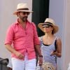 Exclusif - Eva Longoria, son mari Jose Baston se promènent en amoureux dans les rues de Capri en Italie le 14 juillet 2019.