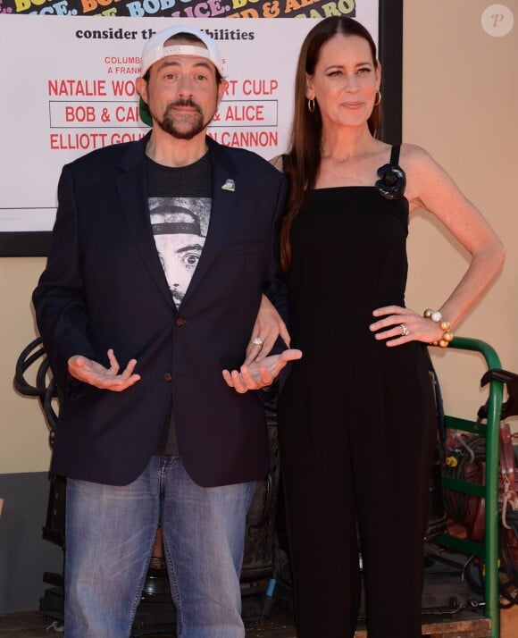 Kevin Smith et sa femme Jennifer Schwalbach Smith à la première de "Once Upon a Time... in Hollywood" à Los Angeles, le 22 juillet 2019.