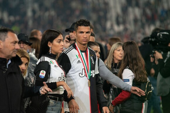 Cristiano Ronaldo et sa compagne Georgina Rodriguez - C. Ronaldo fête en famille le titre de champion d'Italie avec son équipe la Juventus de Turin à Turin le 19 Mai 2019.