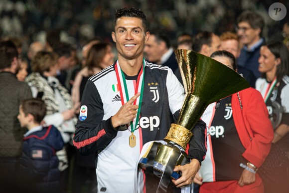 Cristiano Ronaldo - C. Ronaldo fête en famille le titre de champion d'Italie avec son équipe la Juventus de Turin à Turin le 19 Mai 2019.