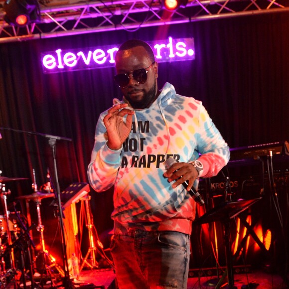 Le rappeur Gims (Maître Gims - Gandhi Djuna) lors de la soirée de lancement de la collection capsule "I'm not a rapper" de la marque Elevenparis (Eleven Paris) à Paris, France, le 11 avril 2019. © Veeren/Bestimage