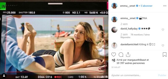 Emma Smet en tournage pour la série "Demain nous appartient" de TF1. Instagram, le 10 juillet 2019.