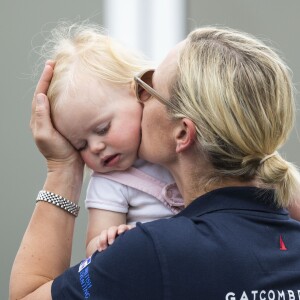 Zara Tindall (Phillips) et sa fille Lena Tindall lors du Festival of British Eventing à Gatcombe Park le 3 août 2019.