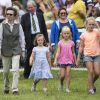 La princesse Anne d'Angleterre, Mia Tindall, Isla Phillips et Savannah Phillips lors du Festival of British Eventing à Gatcombe Park le 3 août 2019.