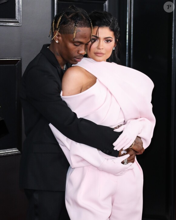 Travis Scott et sa compagne Kylie Jenner - Les célébrités posent lors du photocall de la soirée des GRAMMY Awards au Staples Center de Los Angeles le 10 février, 2019