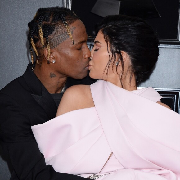 Travis Scott et sa compagne Kylie Jenner - Les célébrités arrivent à la 61ème soirée annuelle des GRAMMY Awards à Los Angeles, le 10 février 2019