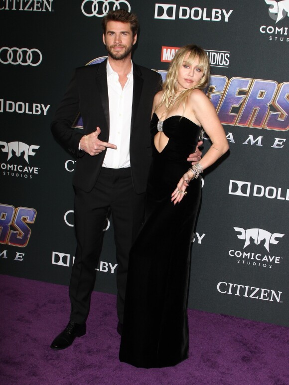 Miley Cyrus et son mari Liam Hemsworth - Avant-première du film "Avengers : Endgame" à Los Angeles, le 22 avril 2019.