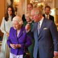 La reine Elisabeth II d'Angleterre et le prince Charles - La famille royale d'Angleterre lors de la réception pour les 50 ans de l'investiture du prince de Galles au palais Buckingham à Londres. Le 5 mars 2019