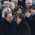 François Hollande, le président Emmanuel Macron lors de la cérémonie d'hommage national à Jean d'Ormesson à l'hôtel des Invalides à Paris le 8 décembre 2017. © Stéphane Lemouton / Bestimage