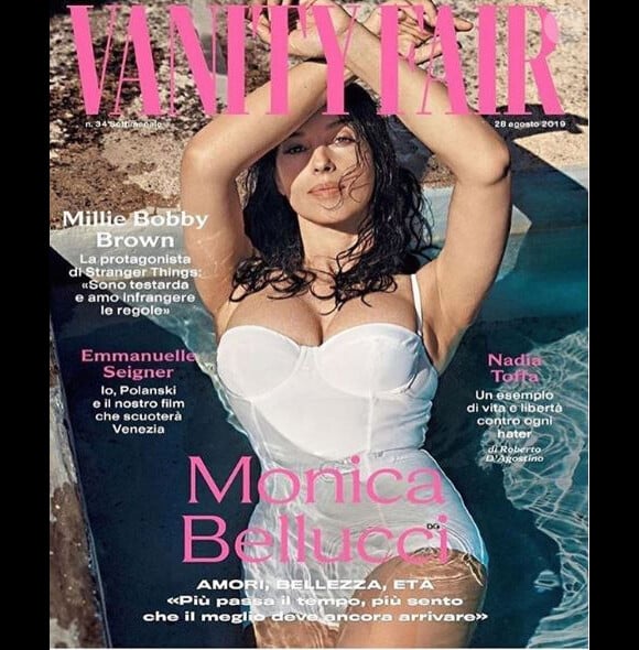 Monica Bellucci en Une du Vanity Fair version italienne en août 2019.