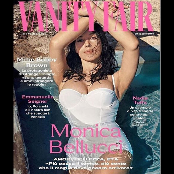 Monica Bellucci en Une du Vanity Fair version italienne en août 2019.