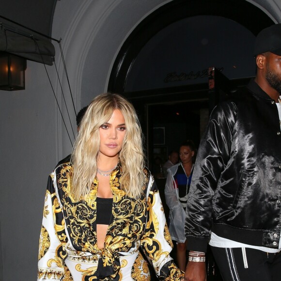 Khloe Kardashian et son compagnon Tristan Thompson quittent le restaurant Craig à West Hollywood le 17 août 2018.