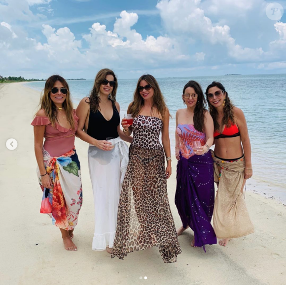 Sofia Vergara et des amis en vacances dans les Caraïbes. Août 2019.