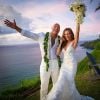 Dwayne "The Rock" Johnson et sa femme Lauren Hashian le jour de leur mariage le 18 août 2019.