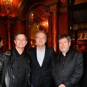 Francis Huster, Laurent Ruquier et Régis Laspalès - Générale de la pièce "A droite, à gauche" au Théâtre des Variétés à Paris le 12 octobre 2016. © Coadic Guirec/Bestimage