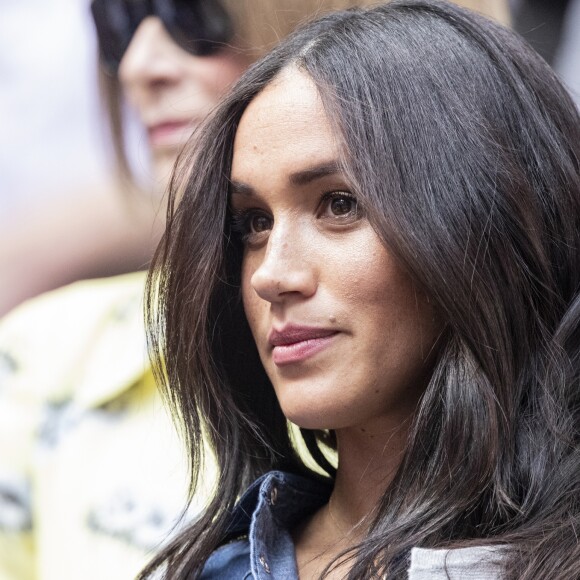 Meghan Markle, duchesse de Sussex, au côté de Anna Wintour, Venus Williams, Patrick Mouratoglou et Alexis Ohanian (le mari de S. Williams) dans les tribunes de la finale femme du tournoi de l'US Open 2019 opposant Serena Williams à Bianca Andreescu (3-6 / 5-7) au Billie Jean King National Tennis Center à New York, le 7 septembre 2019.