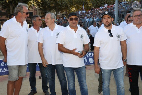 Éric Fraticelli - Challenge Henri Salvador 2019, Un tournoi VIP de Pétanque "Souvenir Henri-Salvador" organisé chaque année à l'Ile-Rousse par le Sport Pétanque Ile-Rousse, en Corse, France, le 13 Septembre 2019. S.Vartan est la marraine d'honneur de cette édition 2019; J.Dutronc est venu pour faire le show, avant le coup d'envoi en faisant sauter le bouchon d'une bouteille et d'aller à la rencontre du public. A noter aussi que les "Amies de Julie" étaient là pour poursuivre leur combat pour J.Douib assassinée au mois de Mars dernier à l'Ile-Rousse par son ex-mari et pour toutes les violences faites aux femmes. © Olivier Sanchez/Crystal/Bestimage