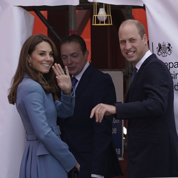 Le prince William, duc de Cambridge, et Kate Catherine Middleton, duchesse de Cambridge, arrivent à la cérémonie de baptême du navire de recherche polaire britannique, le RRS Sir David Attenborough, à Liverpool. Le 26 septembre 2019