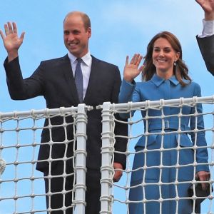 Le prince William, duc de Cambridge, et Kate Catherine Middleton, duchesse de Cambridge, à la cérémonie de baptême du navire de recherche polaire britannique, le RRS Sir David Attenborough, à Liverpool. Le 26 septembre 2019