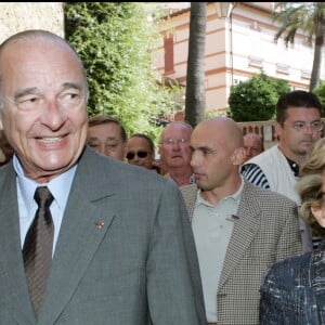 Jacques et Bernadette Chirac à la messe du 6 août 2006 à Bormes-les-Mimosas.