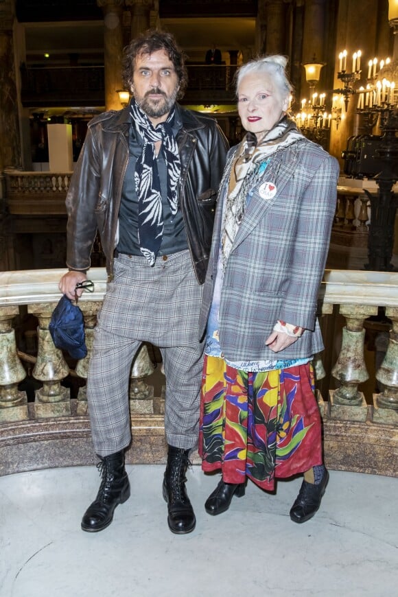 Vivienne Westwood et son mari Andreas Kronthaler assistent au défilé Stella McCartney Collection Prêt-à-Porter Printemps/Eté 2020 lors de la Fashion Week de Paris (PFW) à l'Opéra Garnier. Le 30 septembre 2019. © Olivier Borde/Bestimage