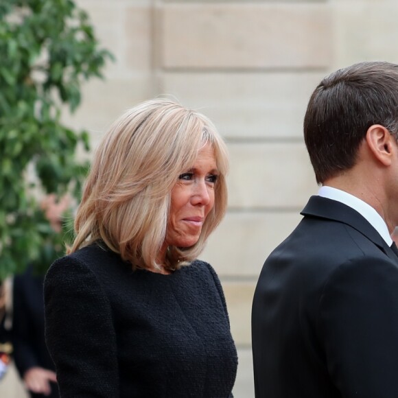 Brigitte Macron, le président Emmanuel Macron, Le prince Moulay El Hassan du Maroc - Le président de la République française reçoit les chefs d'Etat et de Gouvernement étrangers ayant fait le déplacement en France pour rendre hommage au Président Jacques Chirac au Palais de l'Elysée Paris, France, le 30 septembre 2019. © Cyril Moreau/Bestimage