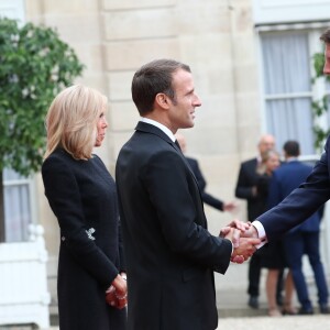 Brigitte Macron, le président Emmanuel Macron, la prince Joachim de Danemark, la princesse Marie de Danemark - Le président de la République française reçoit les chefs d'Etat et de Gouvernement étrangers ayant fait le déplacement en France pour rendre hommage au Président Jacques Chirac au Palais de l'Elysée Paris, France, le 30 septembre 2019. © Cyril Moreau/Bestimage