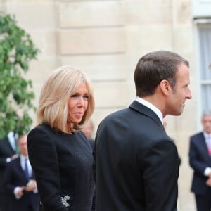 Brigitte Macron, le président Emmanuel Macron, le grand duc Henri de Luxembourg, la grande duchesse Maria Teresa - Le président de la République française reçoit les chefs d'Etat et de Gouvernement étrangers ayant fait le déplacement en France pour rendre hommage au Président Jacques Chirac au Palais de l'Elysée Paris, France, le 30 septembre 2019. © Cyril Moreau/Bestimage