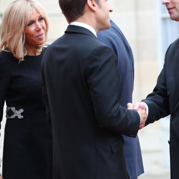 Le président de la République française Emmanuel Macron, sa femme la Première Dame Brigitte Macron et le prince Edward, comte de Wessex - Le président de la République française reçoit les chefs d'Etat et de Gouvernement étrangers ayant fait le déplacement en France pour rendre hommage au Président Jacques Chirac au Palais de l'Elysée Paris, France, le 30 septembre 2019. © Cyril Moreau/Bestimage