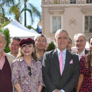 Exclusif - Henri Garcin, Frédéric Boudaly, Martin Lamotte (invité d'honneur du Festival de Beausoleil), Bernard Le Coq, Pierre Santini, Grace de Capitani, Gérard Spinelli (Maire de Beausoleil) et sa femme, Jean-Paul Rouland - 8ème saison des Héros de la TV à Beausoleil, le 5 octobre 2019. © Lionel Urman/Bestimage