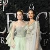 Elle Fanning et Angelina Jolie assistent à l'avant-première du film "Maléfique : Le Pouvoir du mal" à l'Imax Odeon de Londres, le 9 octobre 2019.