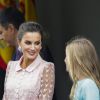 La reine Letizia et la princesse Sofia - La famille royale d'Espagne assiste à la parade militaire le jour de la fête nationale espagnole à Madrid le 12 octobre 2019