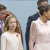 La reine Letizia et la princesse Leonor - La famille royale d'Espagne assiste à la parade militaire le jour de la fête nationale espagnole à Madrid le 12 octobre 2019